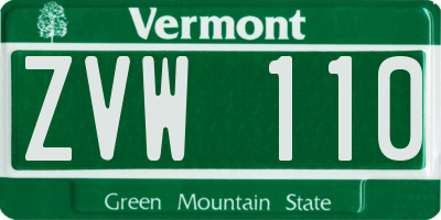 VT license plate ZVW110