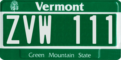 VT license plate ZVW111