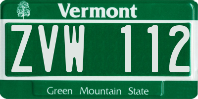 VT license plate ZVW112