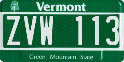 VT license plate ZVW113