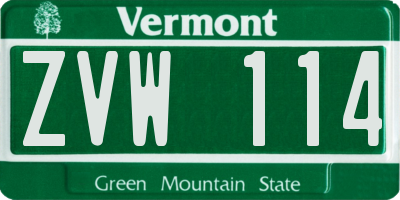 VT license plate ZVW114