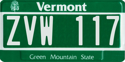 VT license plate ZVW117