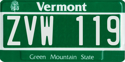 VT license plate ZVW119