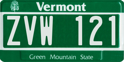 VT license plate ZVW121