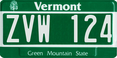 VT license plate ZVW124