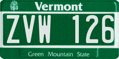 VT license plate ZVW126