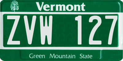 VT license plate ZVW127