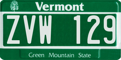 VT license plate ZVW129