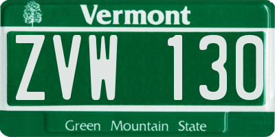 VT license plate ZVW130