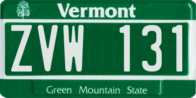 VT license plate ZVW131