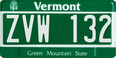 VT license plate ZVW132