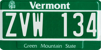 VT license plate ZVW134