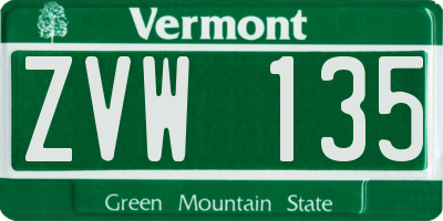 VT license plate ZVW135