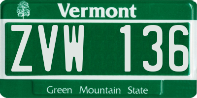 VT license plate ZVW136