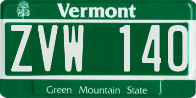 VT license plate ZVW140