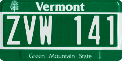 VT license plate ZVW141
