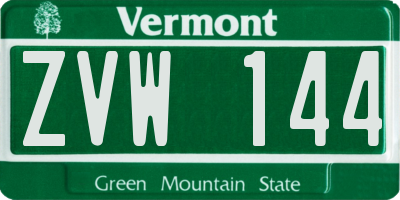 VT license plate ZVW144