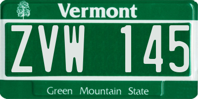 VT license plate ZVW145
