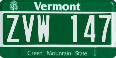 VT license plate ZVW147