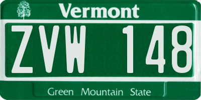 VT license plate ZVW148