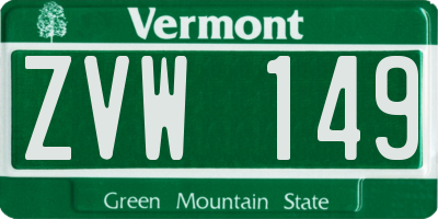 VT license plate ZVW149