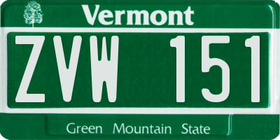 VT license plate ZVW151