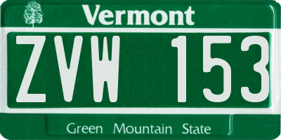 VT license plate ZVW153