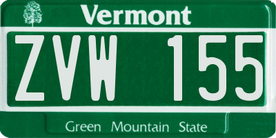 VT license plate ZVW155
