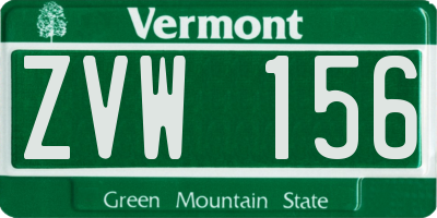 VT license plate ZVW156