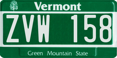 VT license plate ZVW158