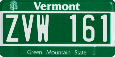 VT license plate ZVW161