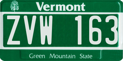 VT license plate ZVW163