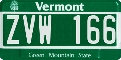 VT license plate ZVW166