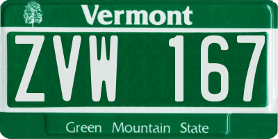 VT license plate ZVW167