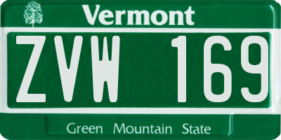 VT license plate ZVW169