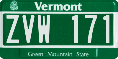 VT license plate ZVW171