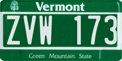 VT license plate ZVW173