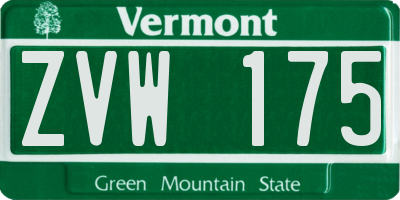 VT license plate ZVW175