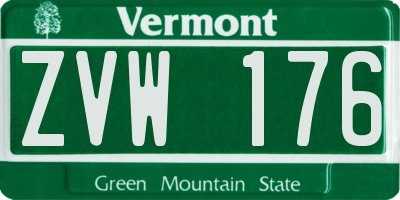 VT license plate ZVW176