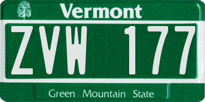 VT license plate ZVW177