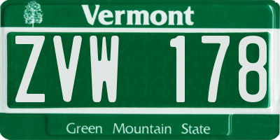 VT license plate ZVW178