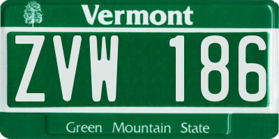 VT license plate ZVW186