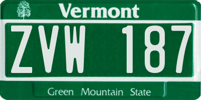 VT license plate ZVW187