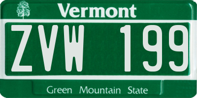 VT license plate ZVW199
