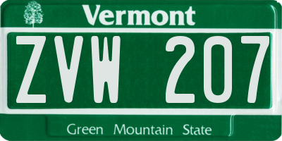 VT license plate ZVW207
