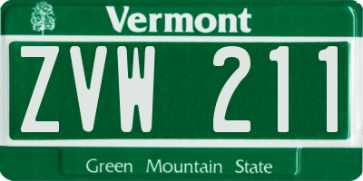VT license plate ZVW211