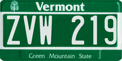 VT license plate ZVW219