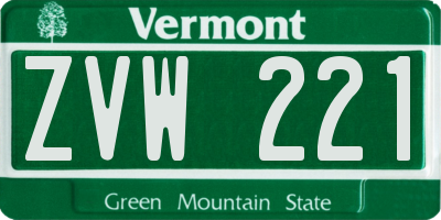 VT license plate ZVW221