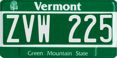 VT license plate ZVW225