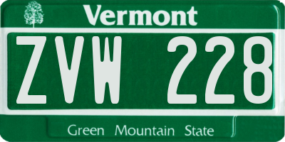 VT license plate ZVW228